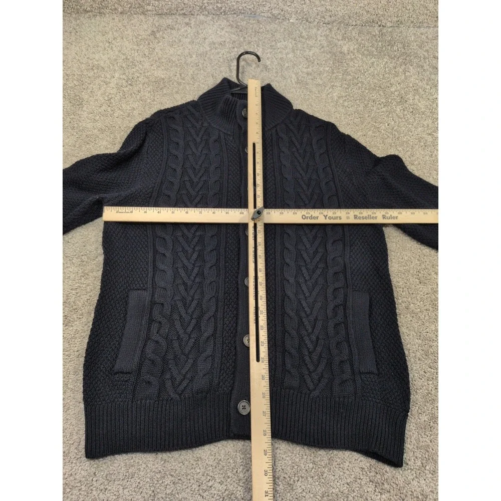 Banana Republic Mens Navy Blue Cable Knit Button‎ Front Cardigan Sweater Size M